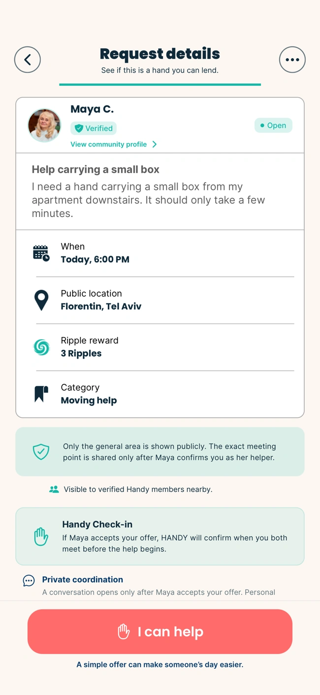 Handy / Requests & the community / First screen